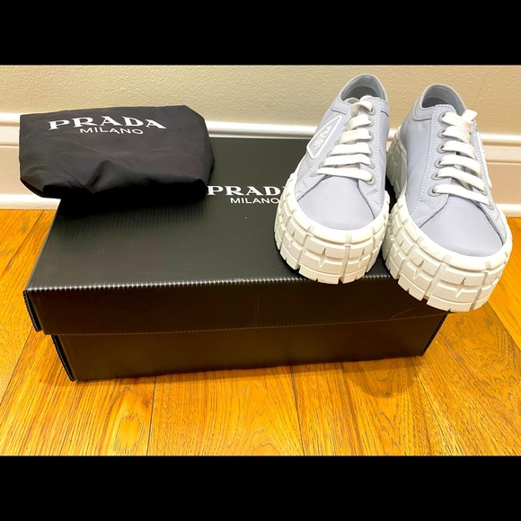 Prada Blue & White Nylon Sneakers US size 8 - Picture 3 of 5